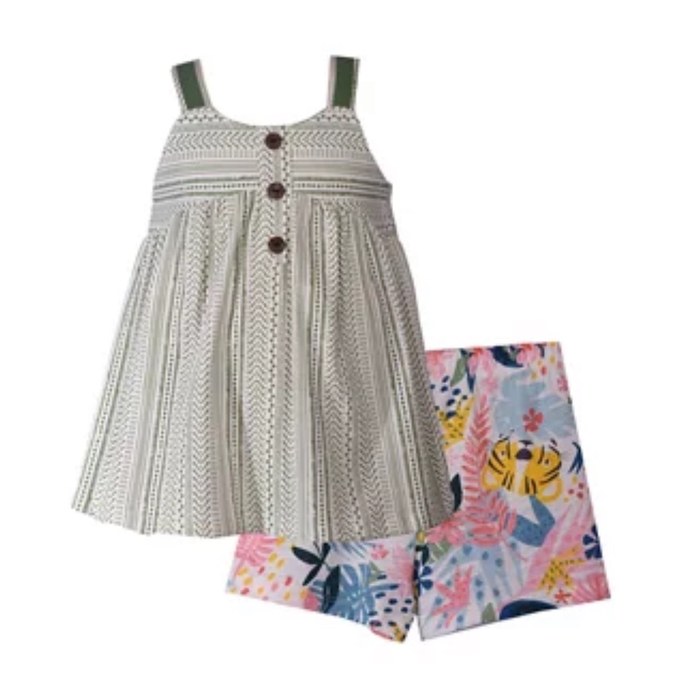 Bonnie Jean Toddler Girls Sleeveless Tropical Print Shorts Set